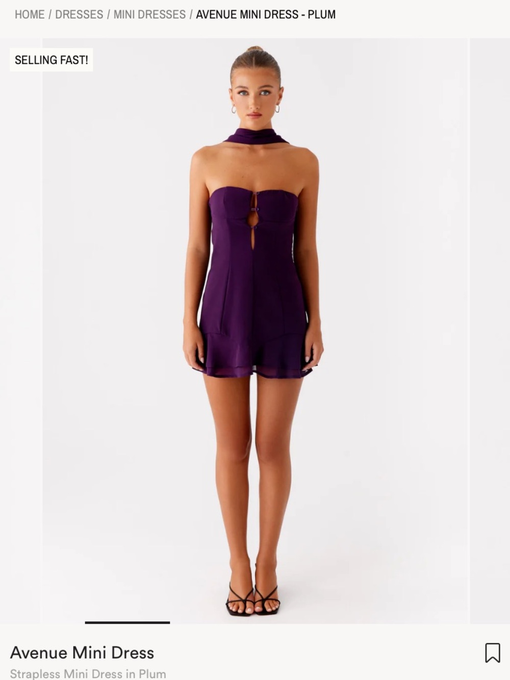 Peppermayo Avenue Mini Dress Plum Halter Scarf Tie Open Back Party Size S - Picture 2 of 9